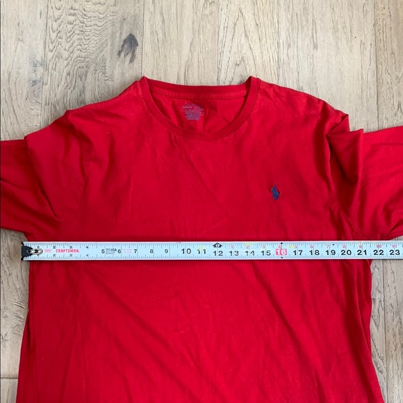 Polo Ralph Lauren Long Sleeve Crew Neck Red T-Shirt Size XL Custom Slim Fit - Picture 2 of 10